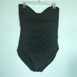 RALPH LAUREN Swimsuit One-ShoulderOne-Piece Full Coverage-Black-Women's Sz 16